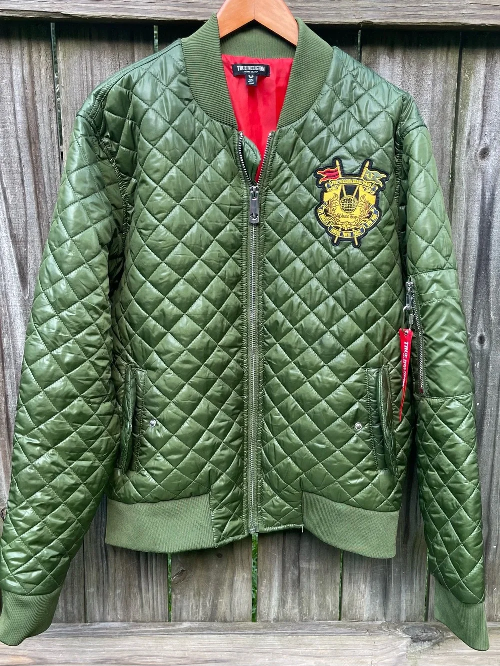 True religion Quilted Fighter Bomber Jacket olive green men’s size M
